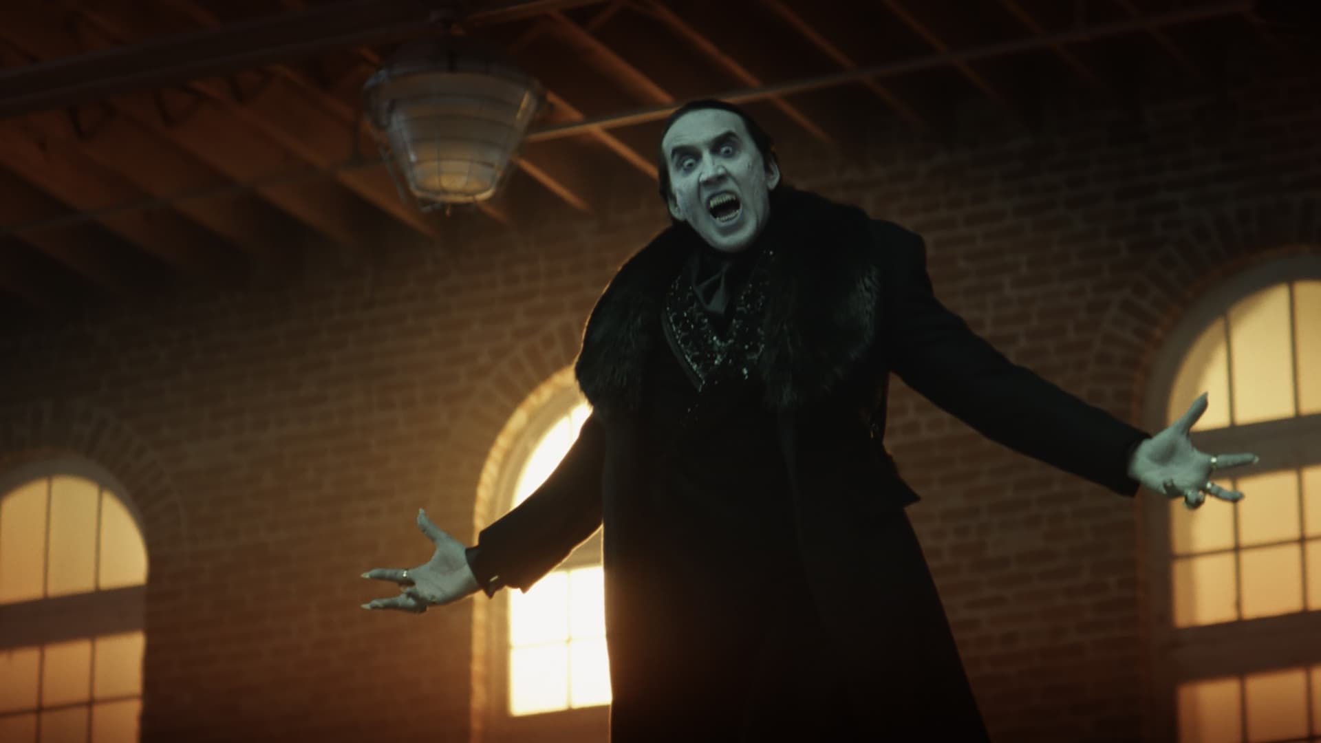 Nicholas Cage as Count Dracula in Renfield (2023).